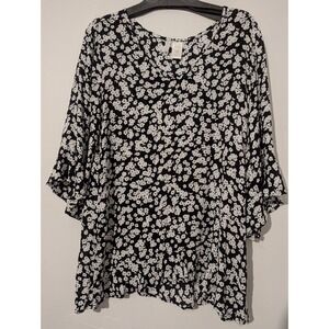 Anne Cole black‎ and white floral shirt xs